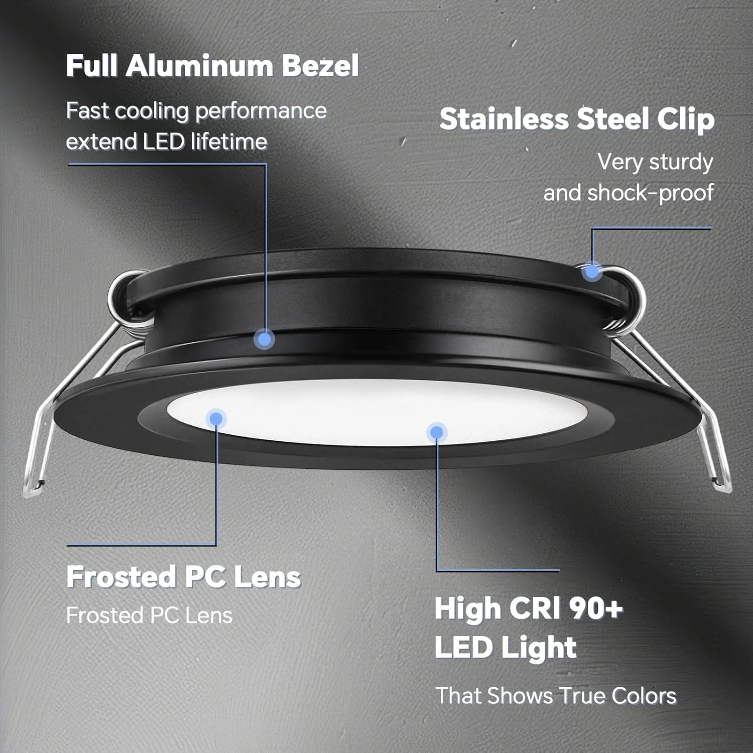 acegoo RV Recessed Ceiling Light 2-3/4” 12V Dimmable LED Puck Light for Campervan Truck Caravan Boat Roof Under Cabinet Lighting, Flush Mount Cutout 2-1/4" (Black,Cool White) 4 Pack