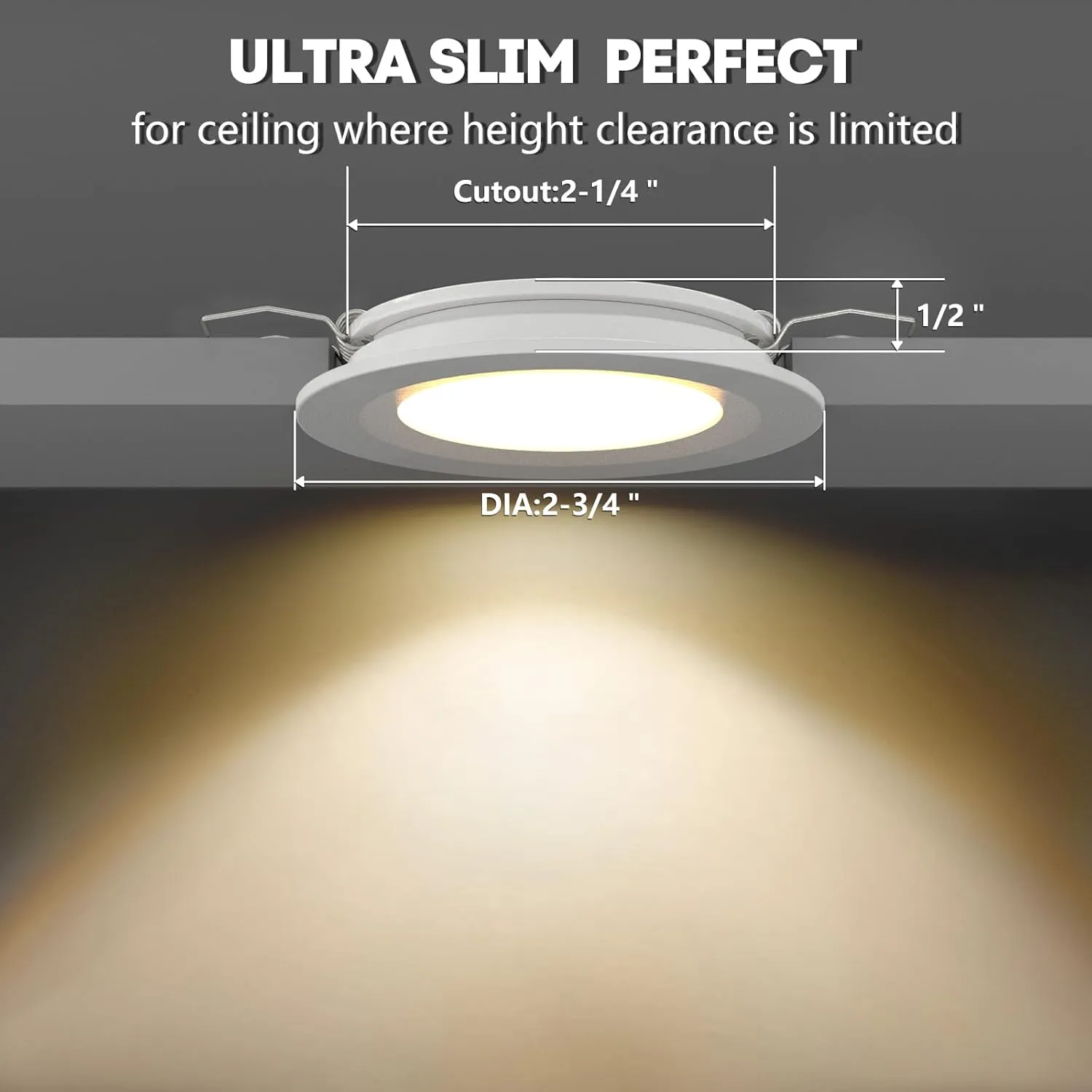 acegoo RV Recessed Ceiling Light 2-3/4” Full Aluminum 12V Dimmable LED Puck Light for Campervan Truck Caravan Boat Roof Under Cabinet Lighting, Flush Mount Cutout 2-1/4" (White,Warm White) 4 Pack