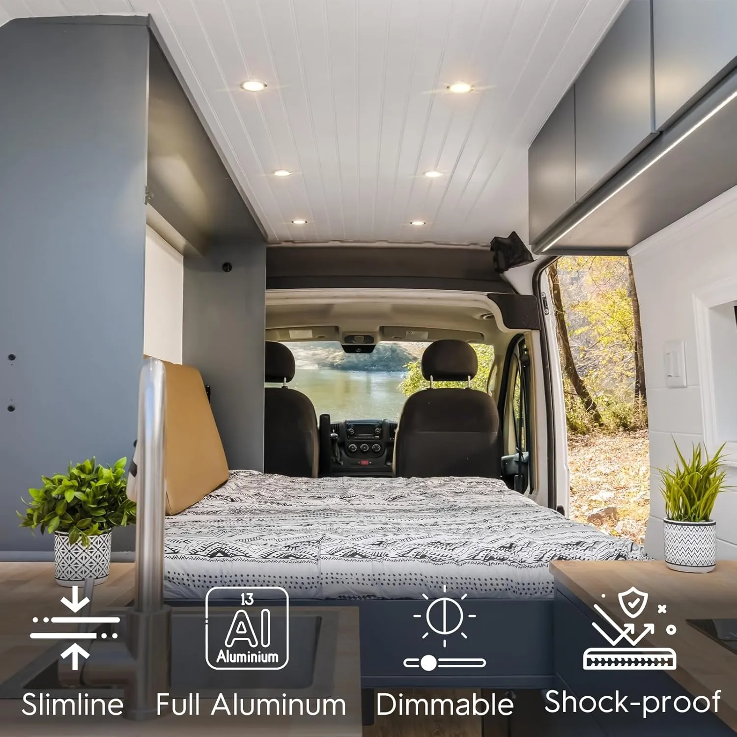 acegoo RV Recessed Ceiling Light 2-3/4” Full Aluminum 12V Dimmable LED Puck Light for Campervan Truck Caravan Boat Roof Under Cabinet Lighting, Flush Mount Cutout 2-1/4" (White,Warm White) 4 Pack