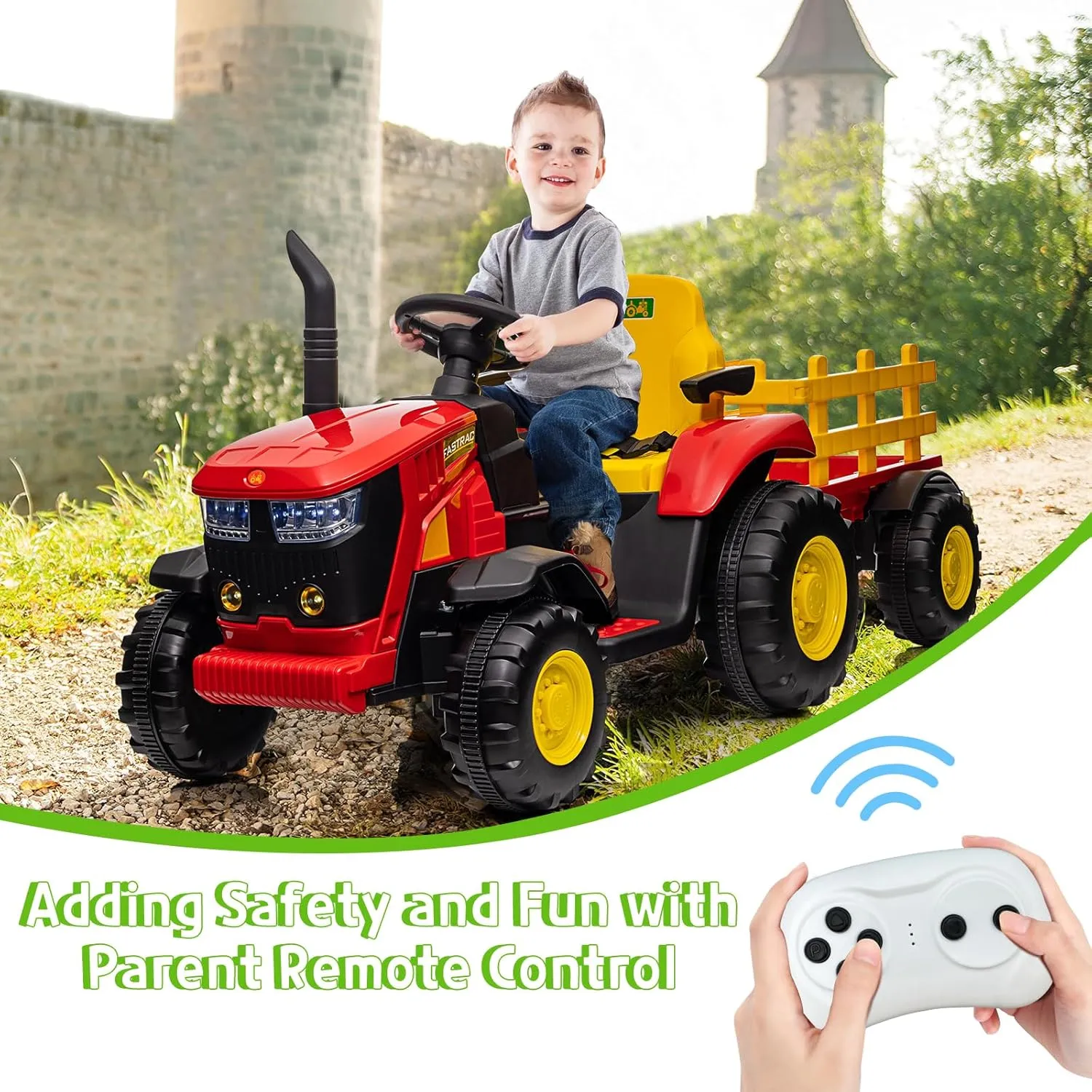 Acekool Kids ATV Ride on Toy 12V 4 Wheeler Battery Powered Quad Toy Vehicle with Music, Horn, High Low Speeds, LED Lights, Electric Ride On Toy, Soft Start, for Boys & Girls Gift, Scarlet