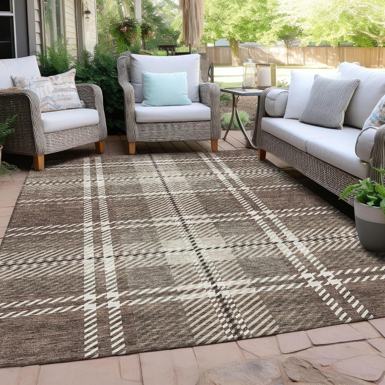 Addison Rugs Chantille ACN935 Brown 5' x 7'6" Indoor/Outdoor, Machine Washable, Easy Clean, Non Shedding, Bedroom, Living Room, Dining Room, Kitchen, Patio Rug