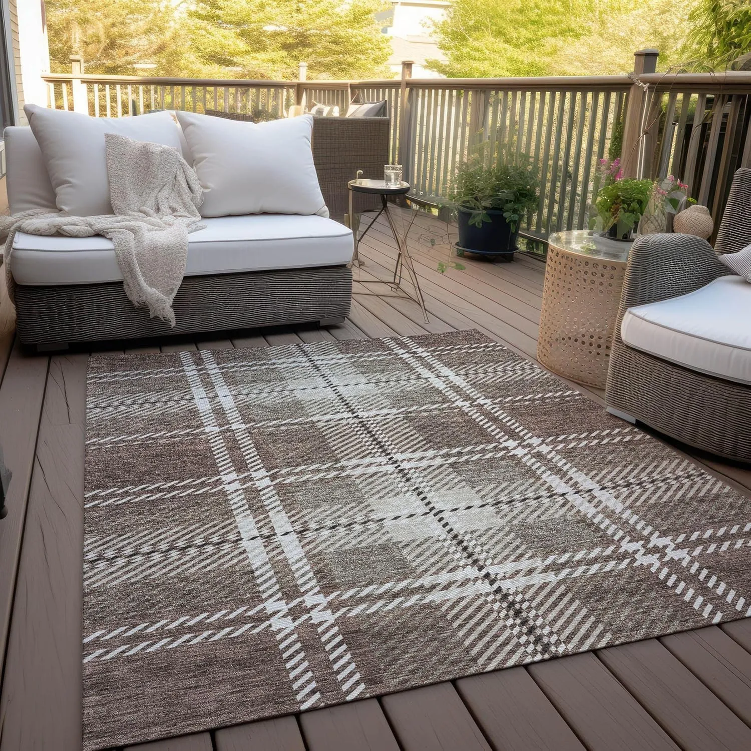 Addison Rugs Chantille ACN935 Brown 5' x 7'6" Indoor/Outdoor, Machine Washable, Easy Clean, Non Shedding, Bedroom, Living Room, Dining Room, Kitchen, Patio Rug