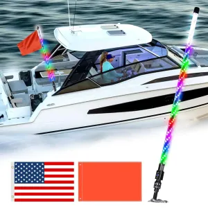 AddSafety 5FT Nav Lights for Boat Plug-in Base Boat Whip Light Chasing Color Boat Navigation Light with Remote Control LED Boat Light Anchor Boat Accessories
