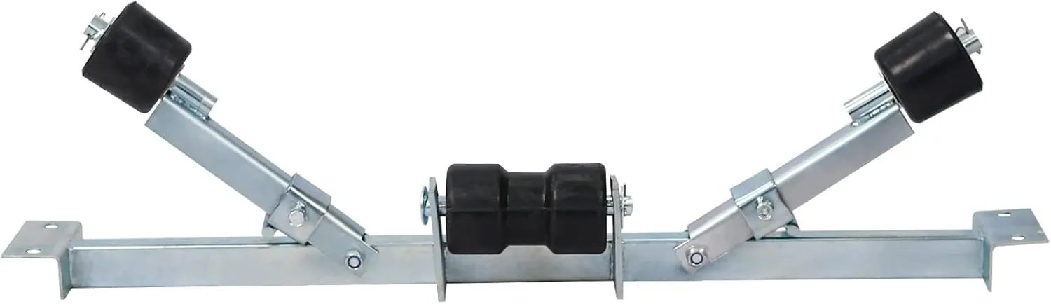 Adjustable Boat Trailer Bottom Support Bracket, with Keel Rollers - Zinc-Coated Steel Holder Suitable for Boats from 24.61" to 40.6" Wide, Silver