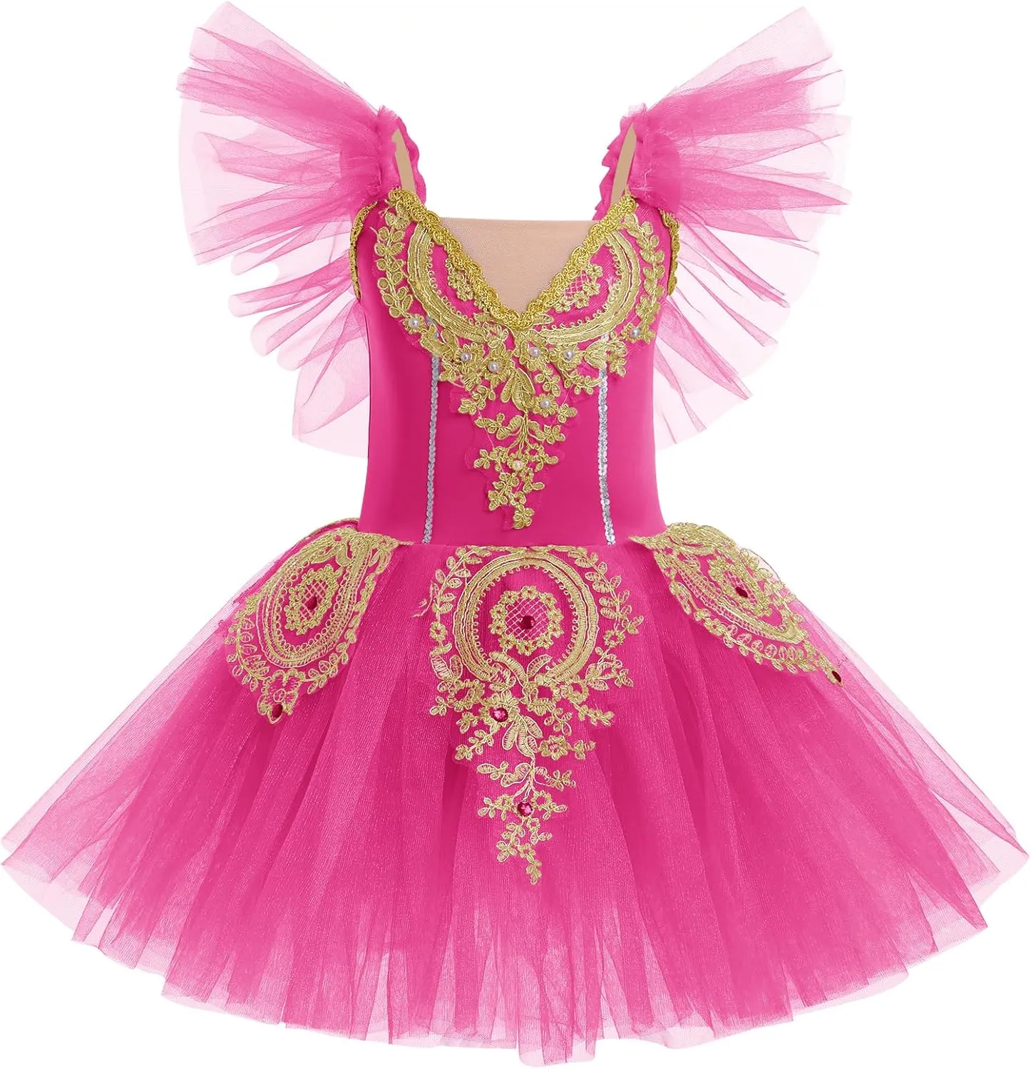AFAVOM Ballet Leotards for Girls Ballerina Performance Swan Lake Costumes Embroidery Tulle Camisole Skirted Leotard Dancewear