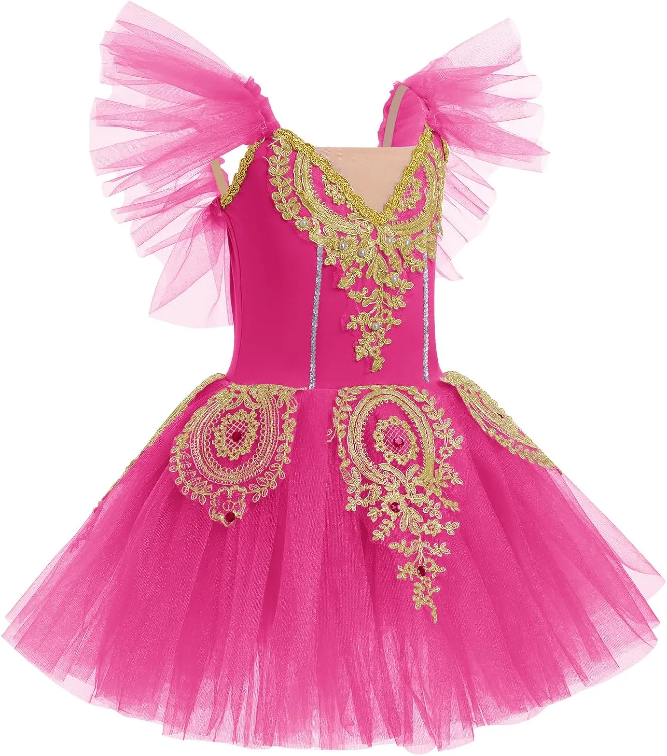 AFAVOM Ballet Leotards for Girls Ballerina Performance Swan Lake Costumes Embroidery Tulle Camisole Skirted Leotard Dancewear