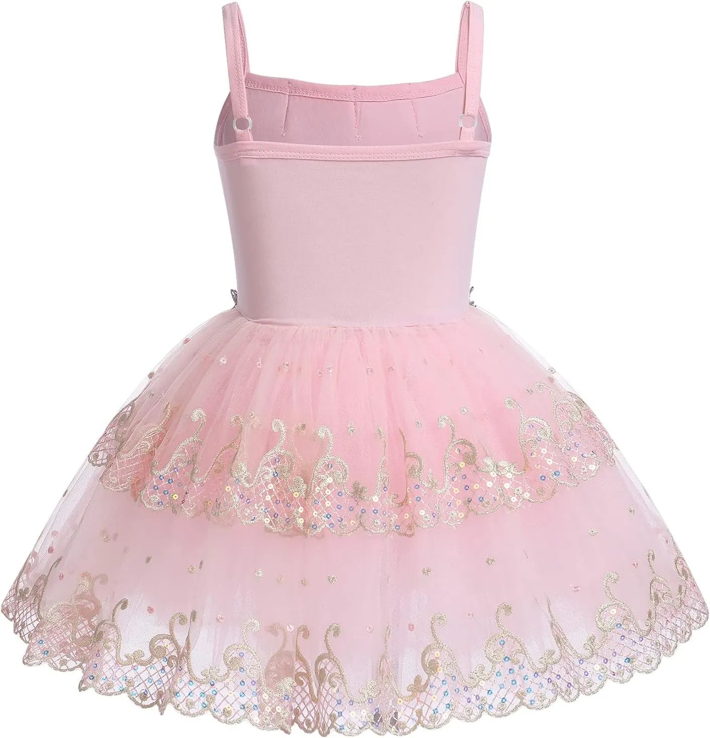 AFAVOM Toddler Kid Girls Sequins Fringes Camisole Ballet Dance Dress Glitter Feather Tutu Skirted Leotard Ballerina Dancewear
