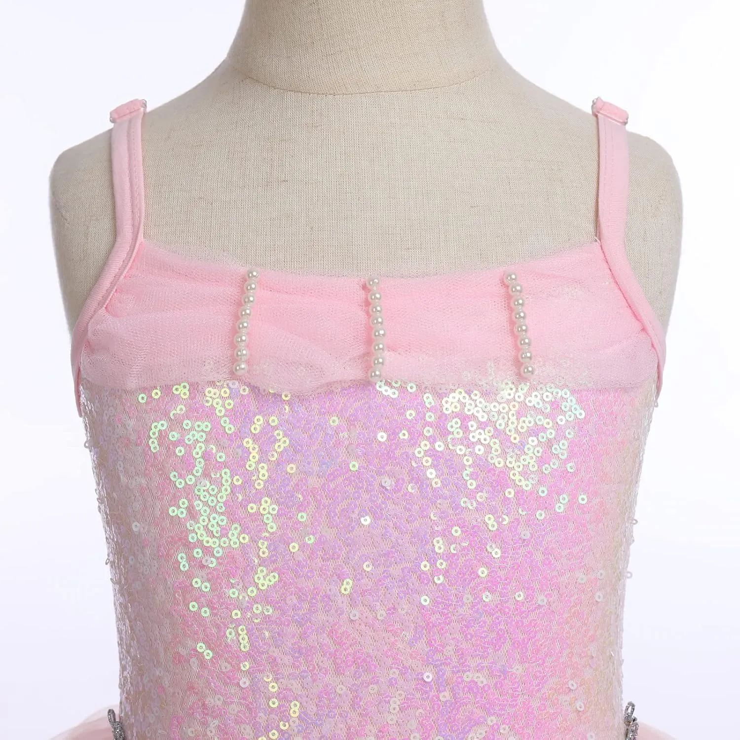 AFAVOM Toddler Kid Girls Sequins Fringes Camisole Ballet Dance Dress Glitter Feather Tutu Skirted Leotard Ballerina Dancewear
