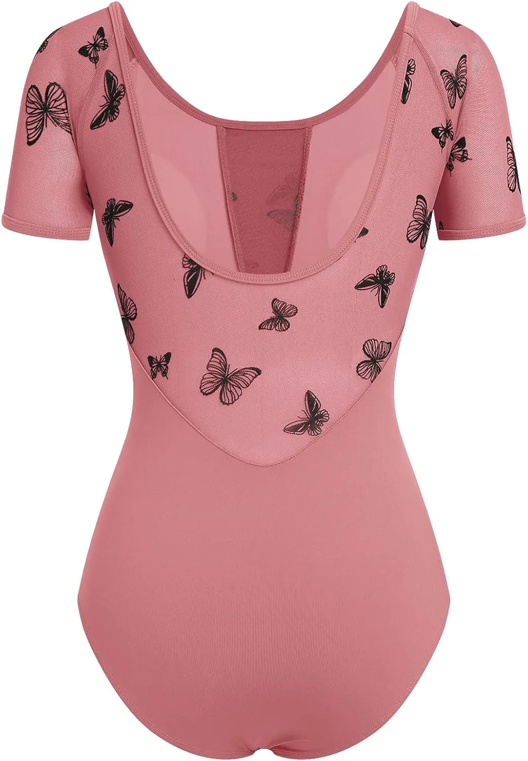 AFAVOM Women Ballet Dance Leotard Gymnastics Butterfly Leotard Short Sleeve Ballerina Bodysuit Dancewear Performance Leotards