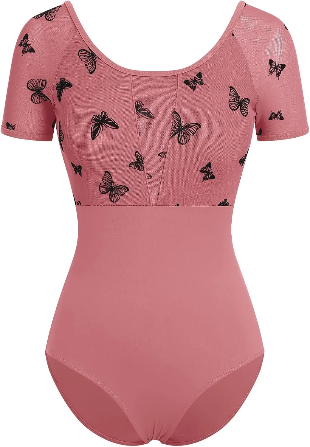 AFAVOM Women Ballet Dance Leotard Gymnastics Butterfly Leotard Short Sleeve Ballerina Bodysuit Dancewear Performance Leotards