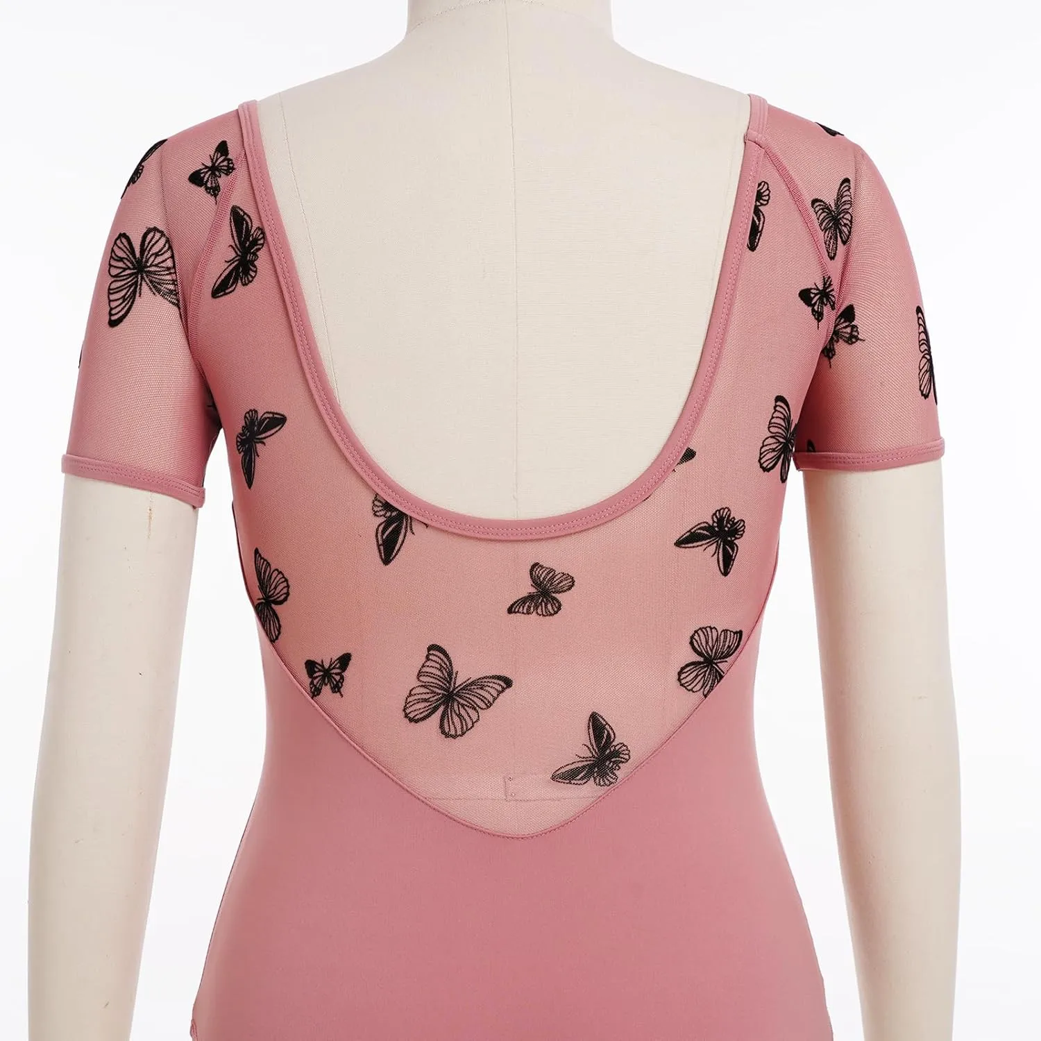 AFAVOM Women Ballet Dance Leotard Gymnastics Butterfly Leotard Short Sleeve Ballerina Bodysuit Dancewear Performance Leotards