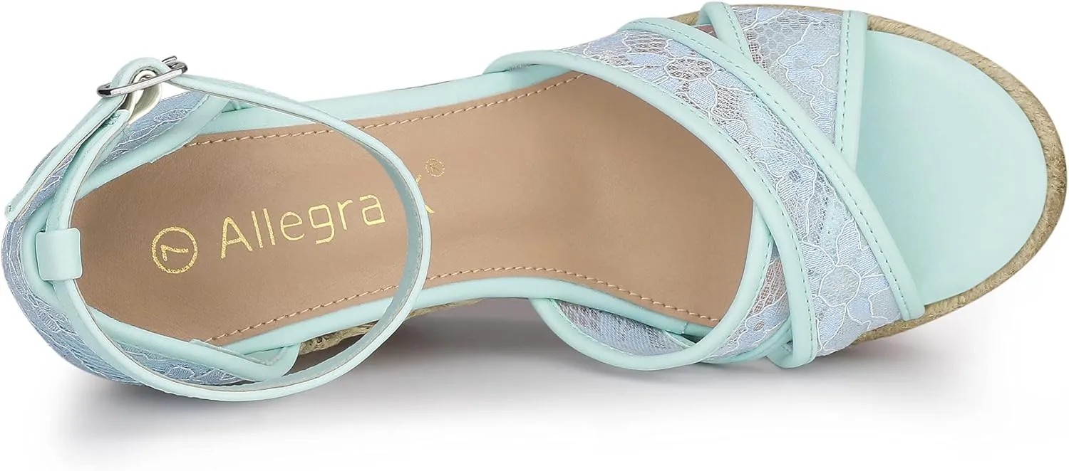 Allegra K Women's Espadrilles Lace Wedges Wedge Sandals