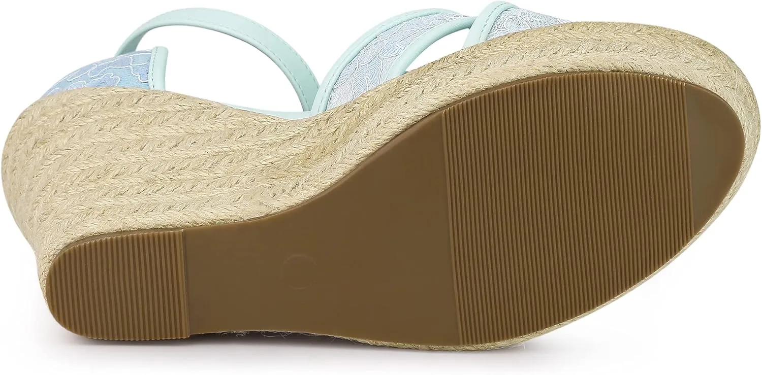 Allegra K Women's Espadrilles Lace Wedges Wedge Sandals