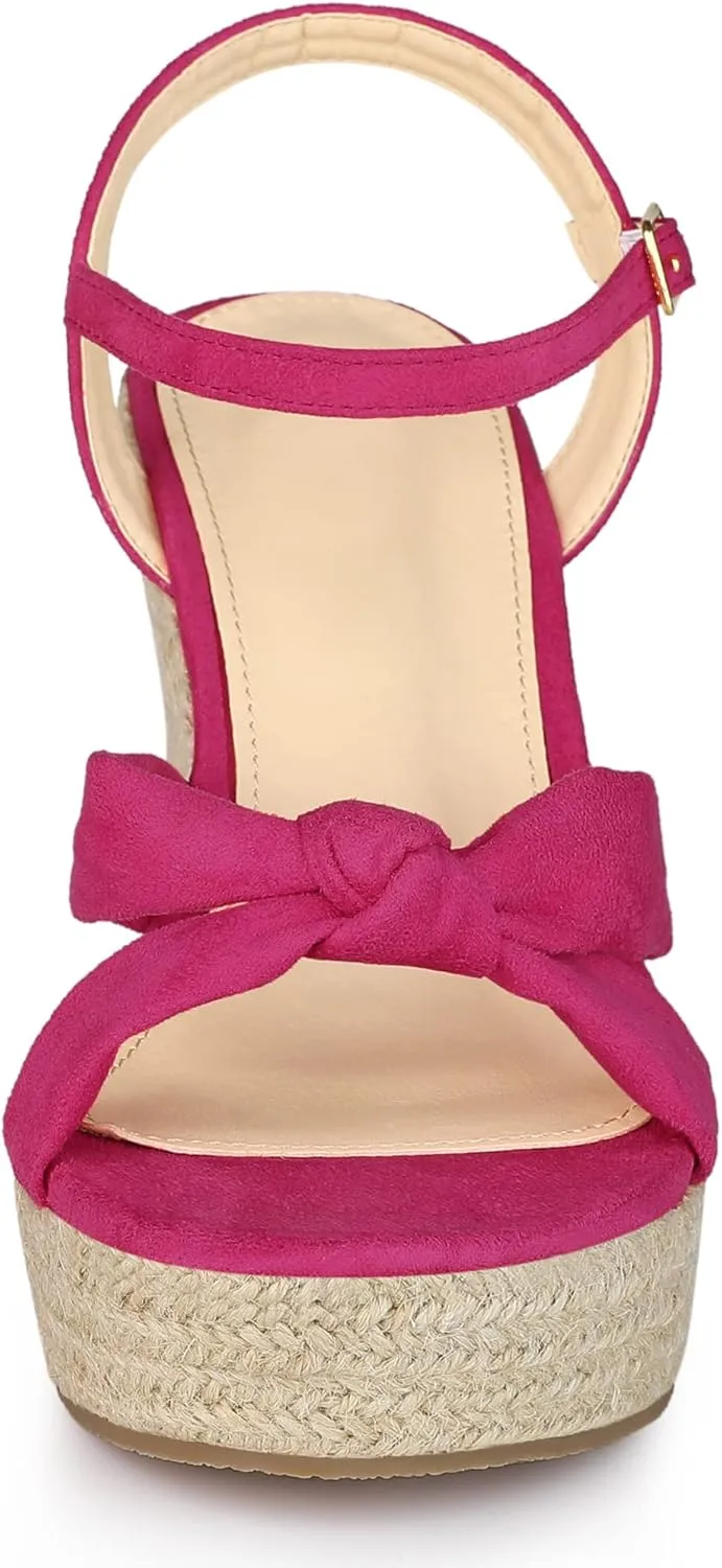 Allegra K Women's Platform Slingback Espadrille Wedge Heel Sandals