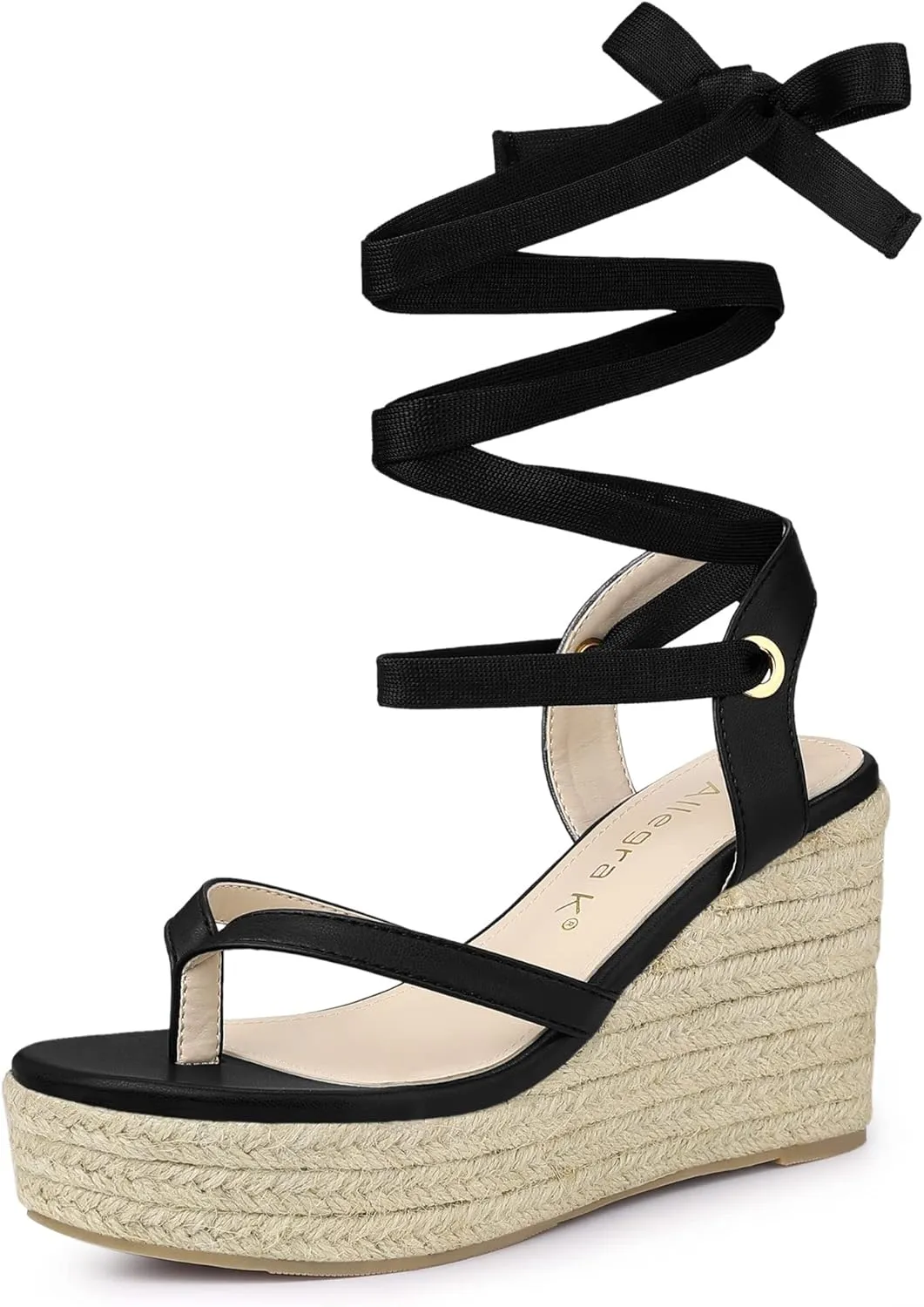 Allegra K Women's Platform Strappy Slingback Flip Flops Wedge Sandals
