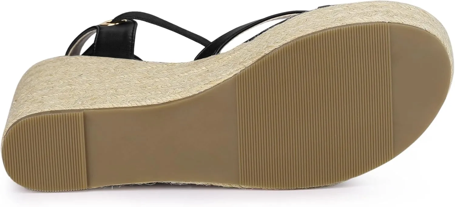 Allegra K Women's Platform Strappy Slingback Flip Flops Wedge Sandals