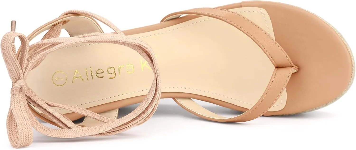Allegra K Women's Platform Strappy Slingback Flip Flops Wedge Sandals
