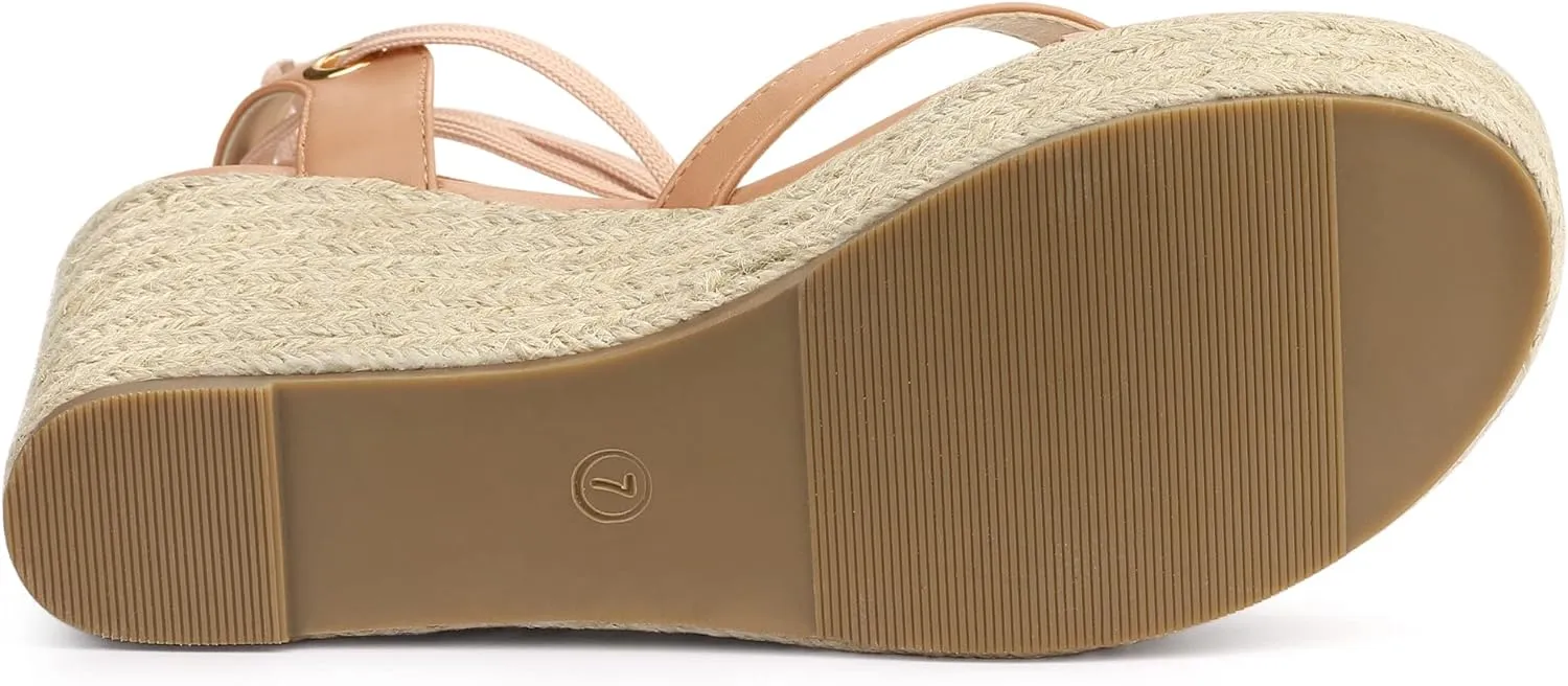 Allegra K Women's Platform Strappy Slingback Flip Flops Wedge Sandals