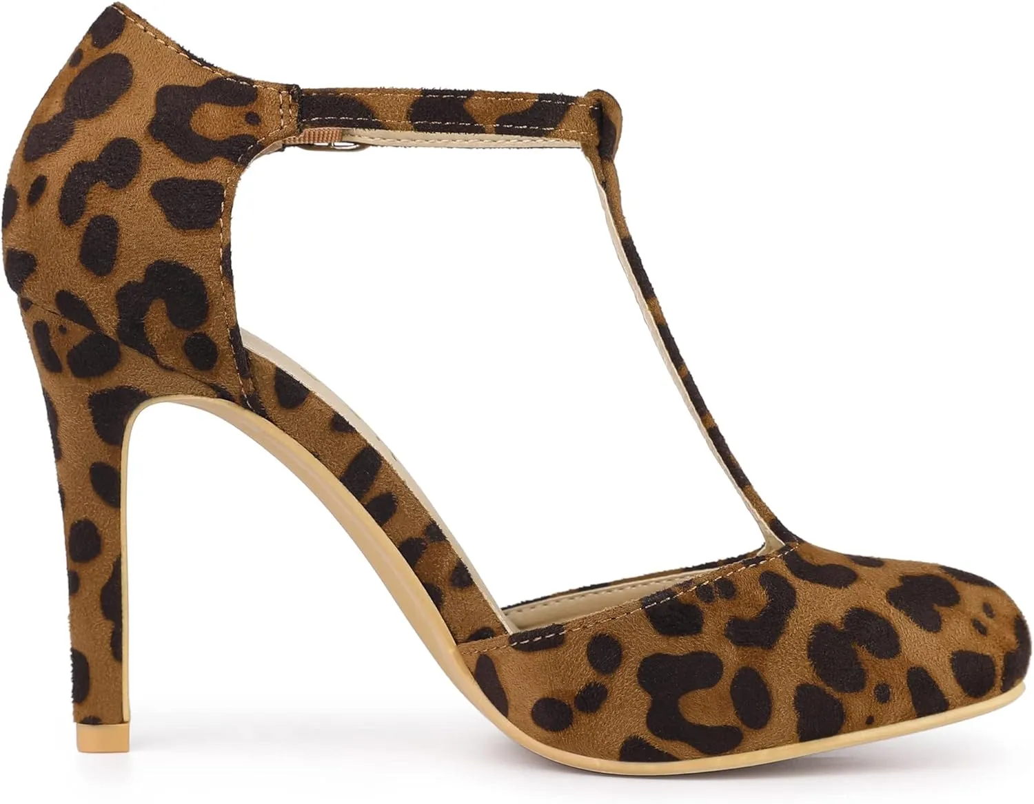 Allegra K Women's Rounded Toe Stiletto Heel T-Strap Dress Pumps