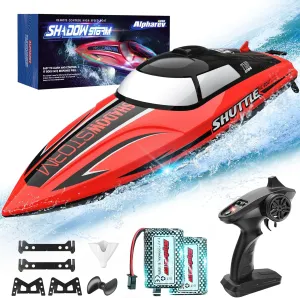ALPHAREV RC Boat - R208 20  MPH Fast Remote Control Boat for Pool & Lake, 2.4GHz RC Boats for Adults & Kids with Rechargeable Battery, LED Light, Self-Righting, Christmas Birthday Gifts for Boys