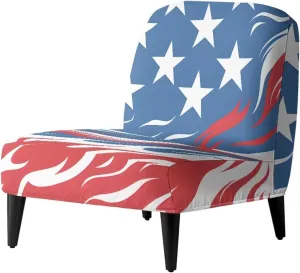 American Flag and Flame Armless Accent Chair Slipcovers Slipper Chair Stretch Spandex Removable for Armless Chair Patriotism Furniture Protector Cover for Living Dining Room