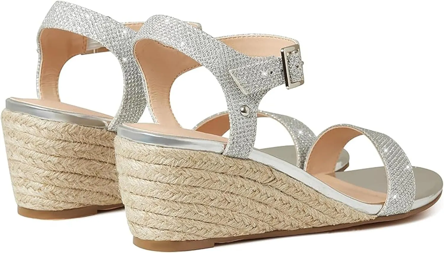 AMINUGAL Wedge Sandals for Women Cute Comfort Glitter Summer Sandals Fashion Dressy Espadrille Womens Sandals Casual Outdoor Low Heel Strappy Womens Dress Sandals