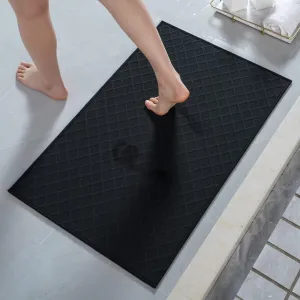AMOAMI Ultra Thin Bathroom Rugs, Rubber Backed Bath Mats for Bathroom Non Slip, Absorbent Bathroom Mat for Floor, Shower, Sink(16"x24", Black)