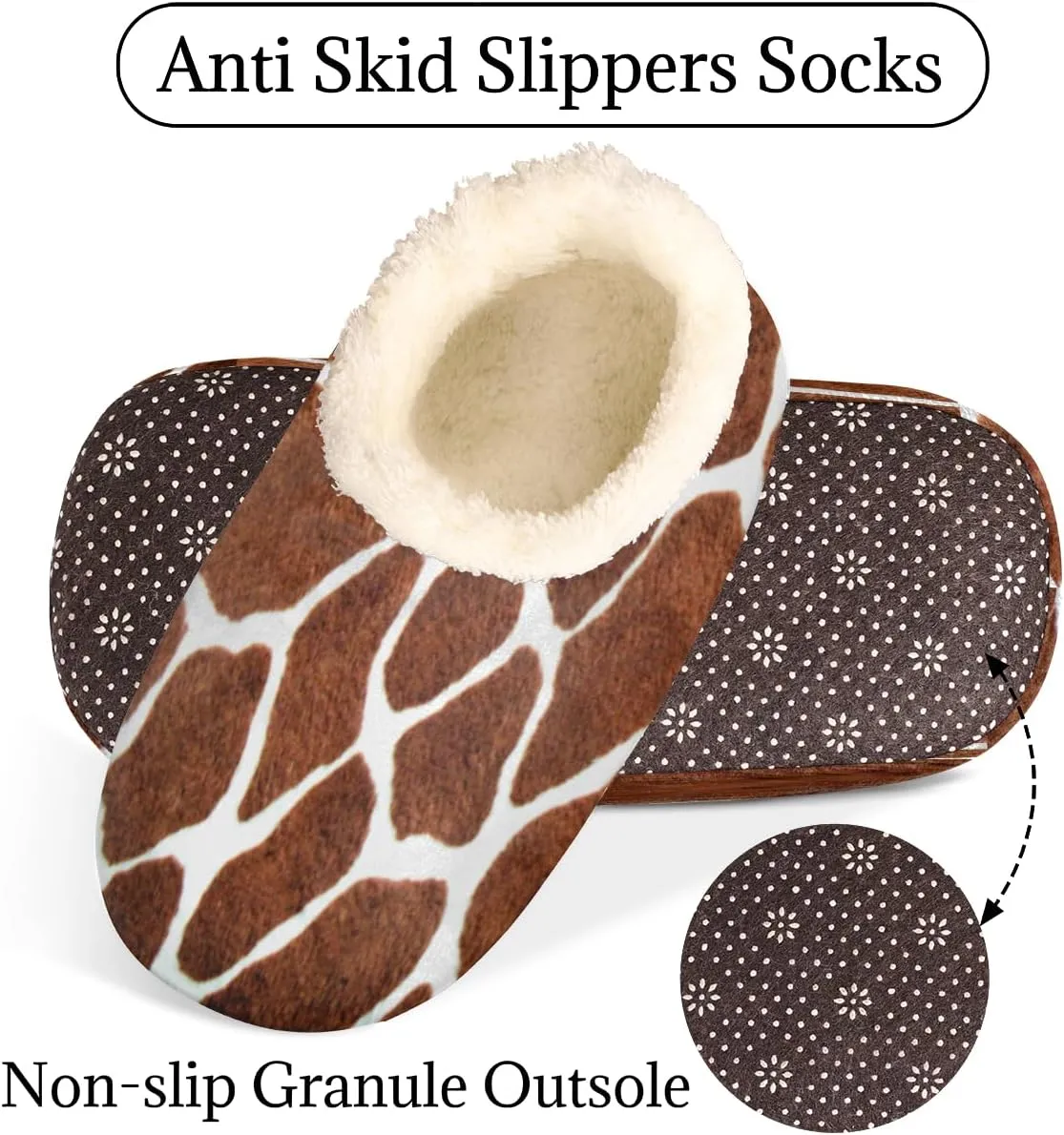 Animal Leopard Print House Slippers for Women/Men, Non-Slip House Slipper Socks, Plush Lined Slippers Shoes for Boys Girls Teens Indoor Bedroom (Leopard Print)