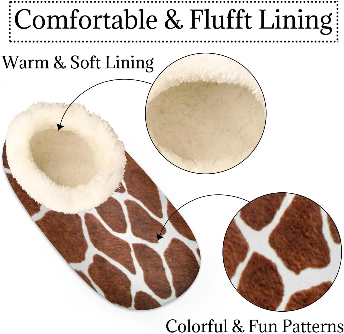 Animal Leopard Print House Slippers for Women/Men, Non-Slip House Slipper Socks, Plush Lined Slippers Shoes for Boys Girls Teens Indoor Bedroom (Leopard Print)