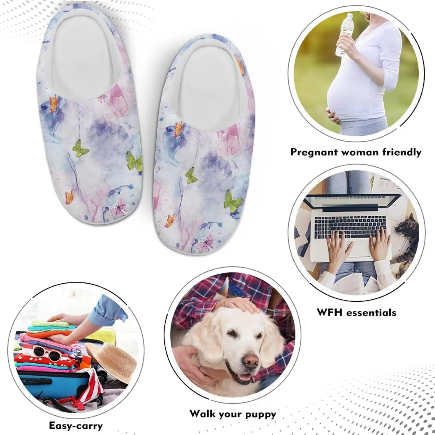 Animal Print Plush Slipper for Women Warm Furry Indoor Slipper Winter Cozy Cotton Flannel Non-Slip for House Outdoor Ladies Slipper US 4-12