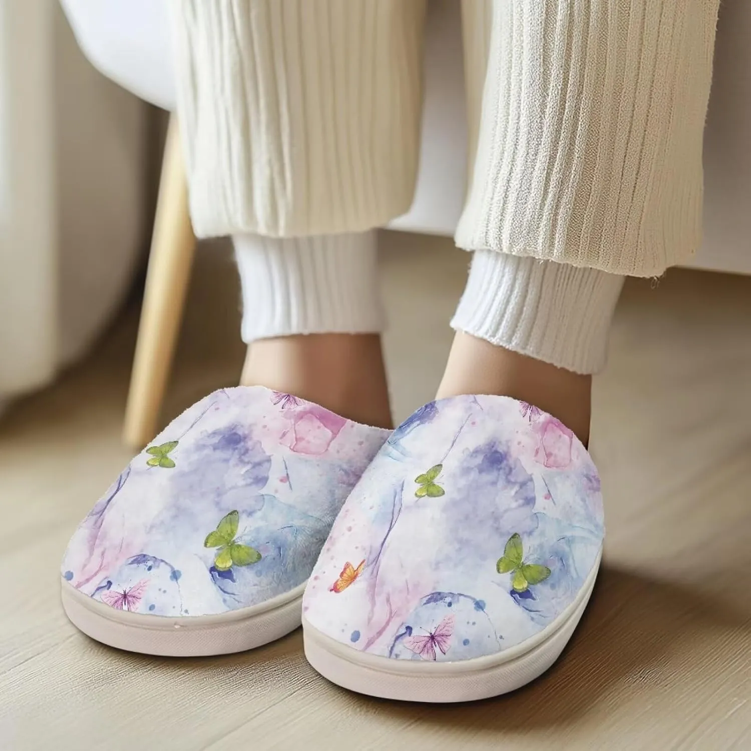 Animal Print Plush Slipper for Women Warm Furry Indoor Slipper Winter Cozy Cotton Flannel Non-Slip for House Outdoor Ladies Slipper US 4-12