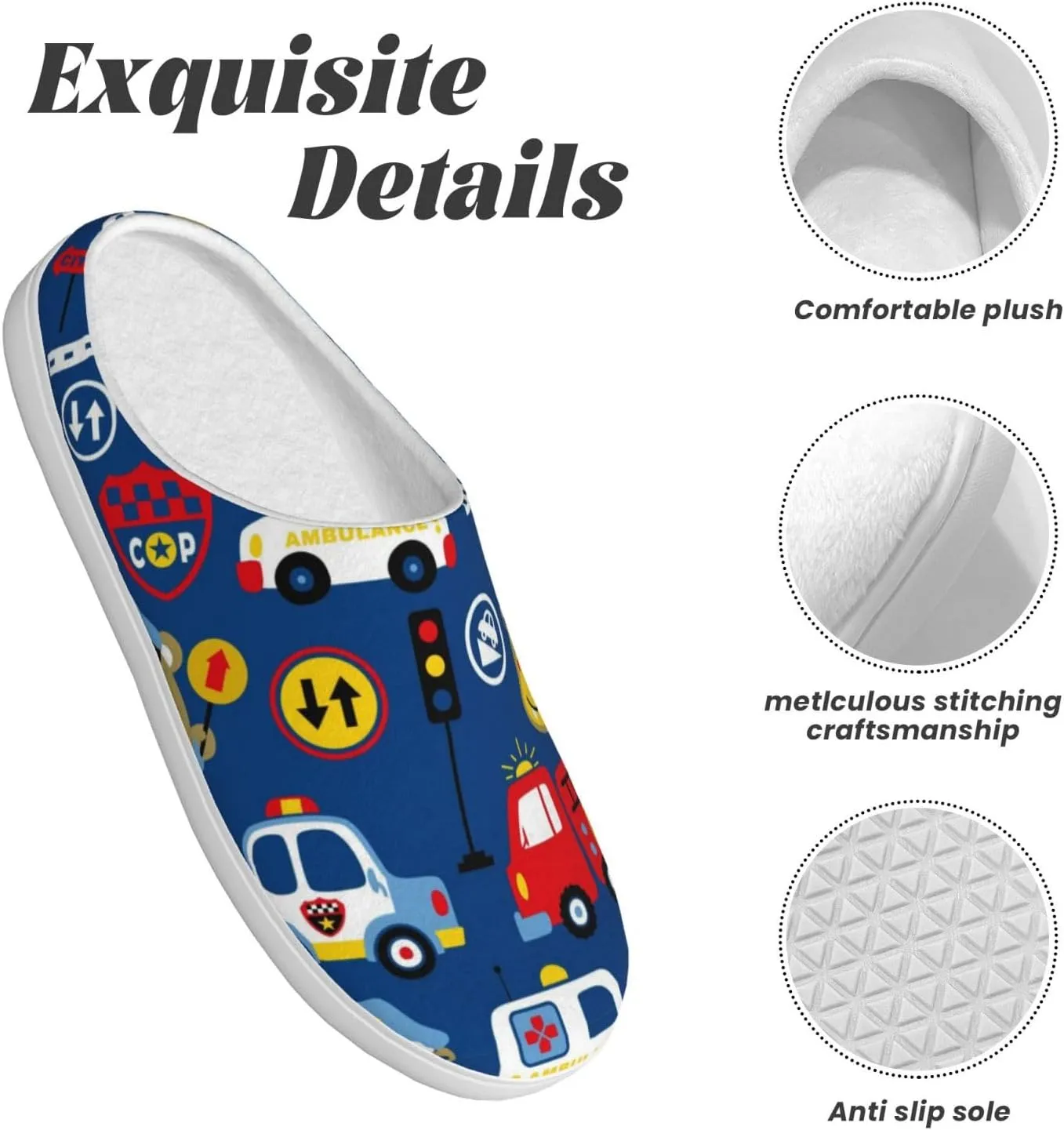Animals Rescue Team Men's Women's Memory Foam Slippers Comfort Flannel Closed Toe House Shoes Indoor Scuff