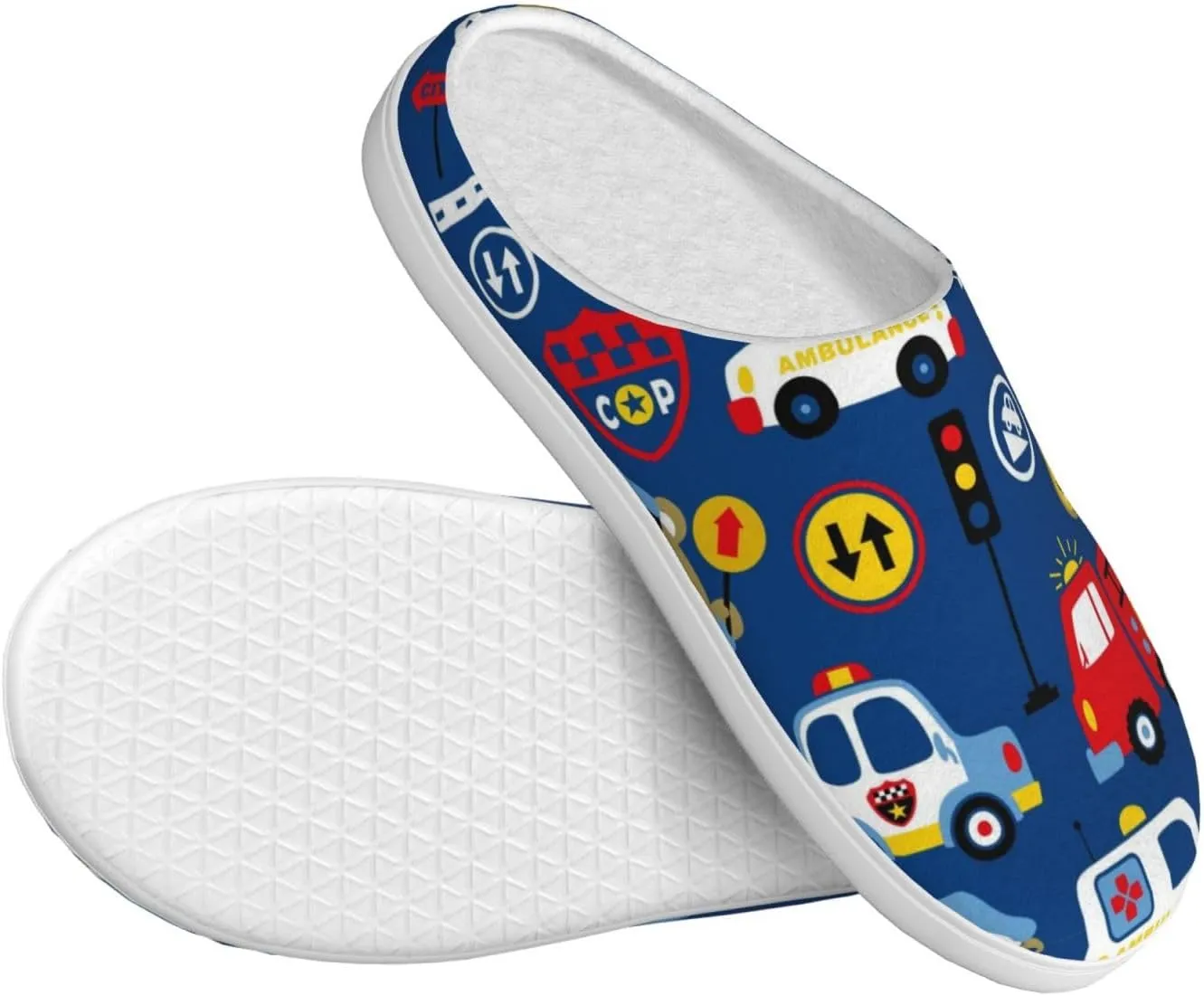 Animals Rescue Team Men's Women's Memory Foam Slippers Comfort Flannel Closed Toe House Shoes Indoor Scuff
