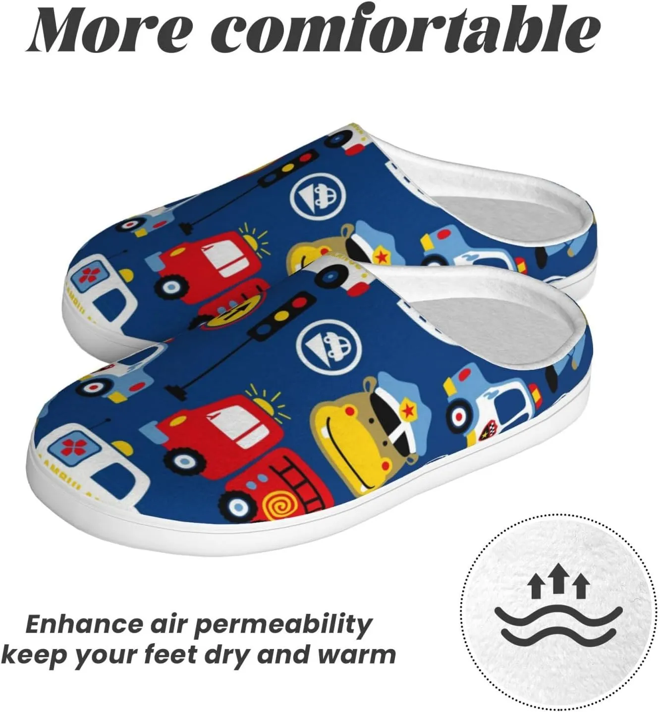 Animals Rescue Team Men's Women's Memory Foam Slippers Comfort Flannel Closed Toe House Shoes Indoor Scuff