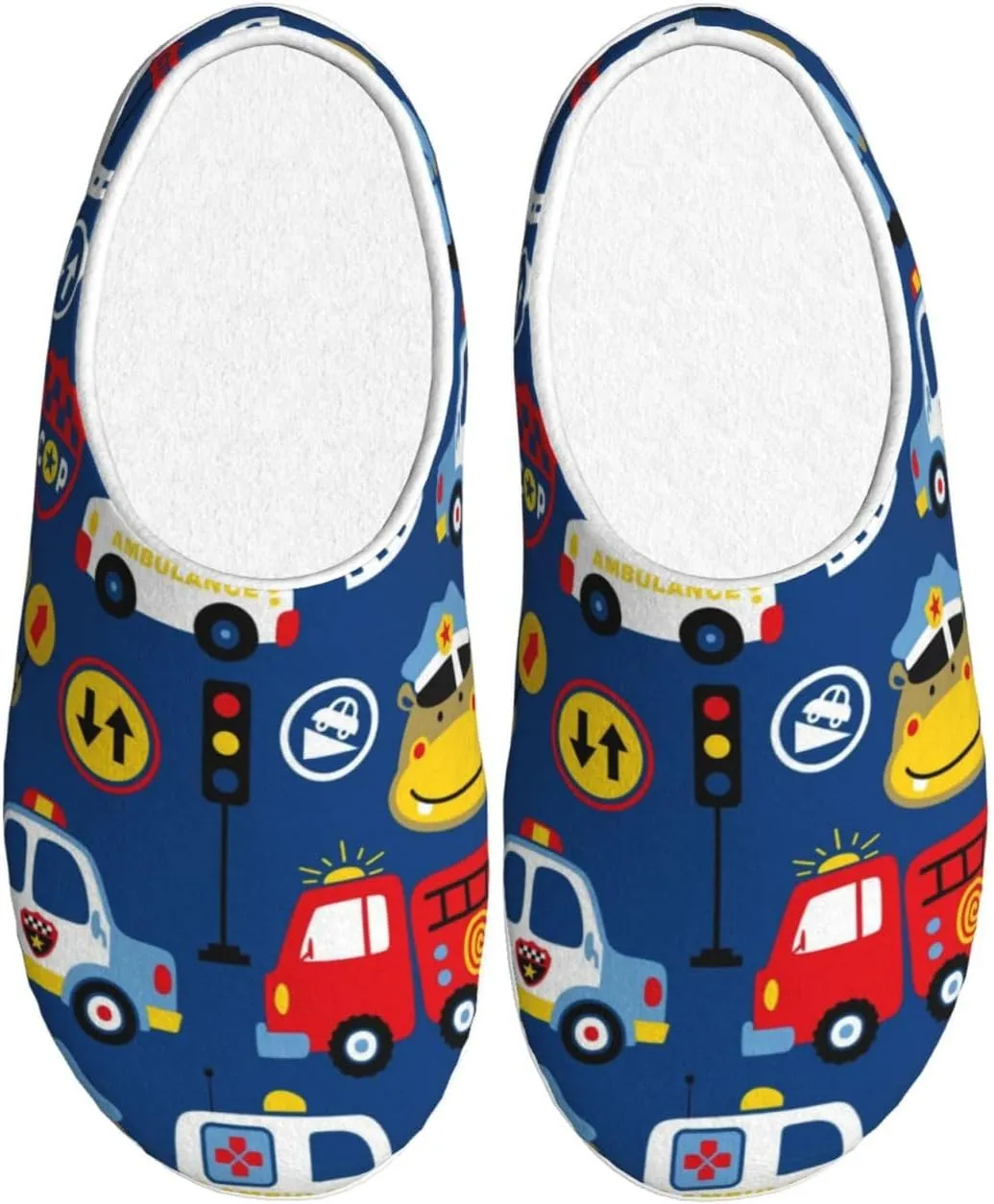 Animals Rescue Team Men's Women's Memory Foam Slippers Comfort Flannel Closed Toe House Shoes Indoor Scuff