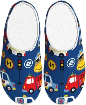 Animals Rescue Team Men's Women's Memory Foam Slippers Comfort Flannel Closed Toe House Shoes Indoor Scuff