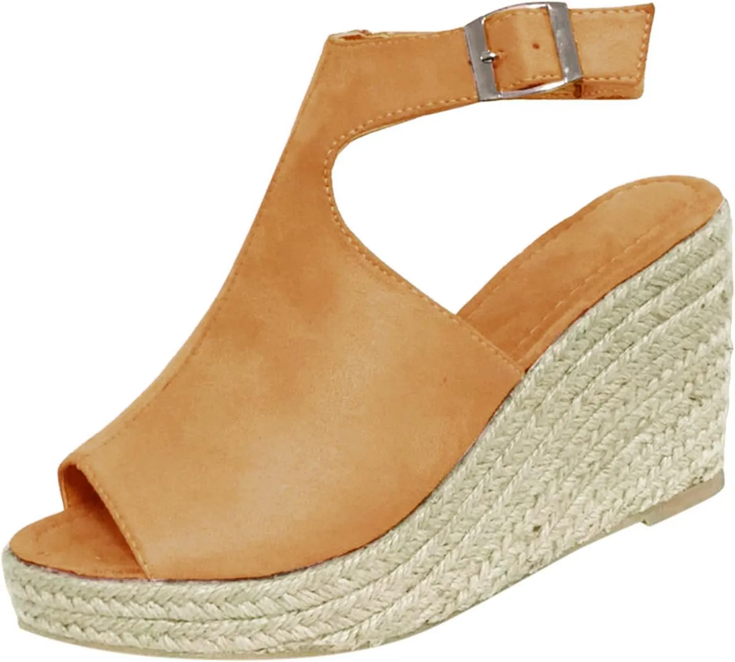Aniywn Women's Peep Toe Wedge Sandals Ankle Strappy Espadrille Platform Wedge Sandals Summer Slingback Sandals