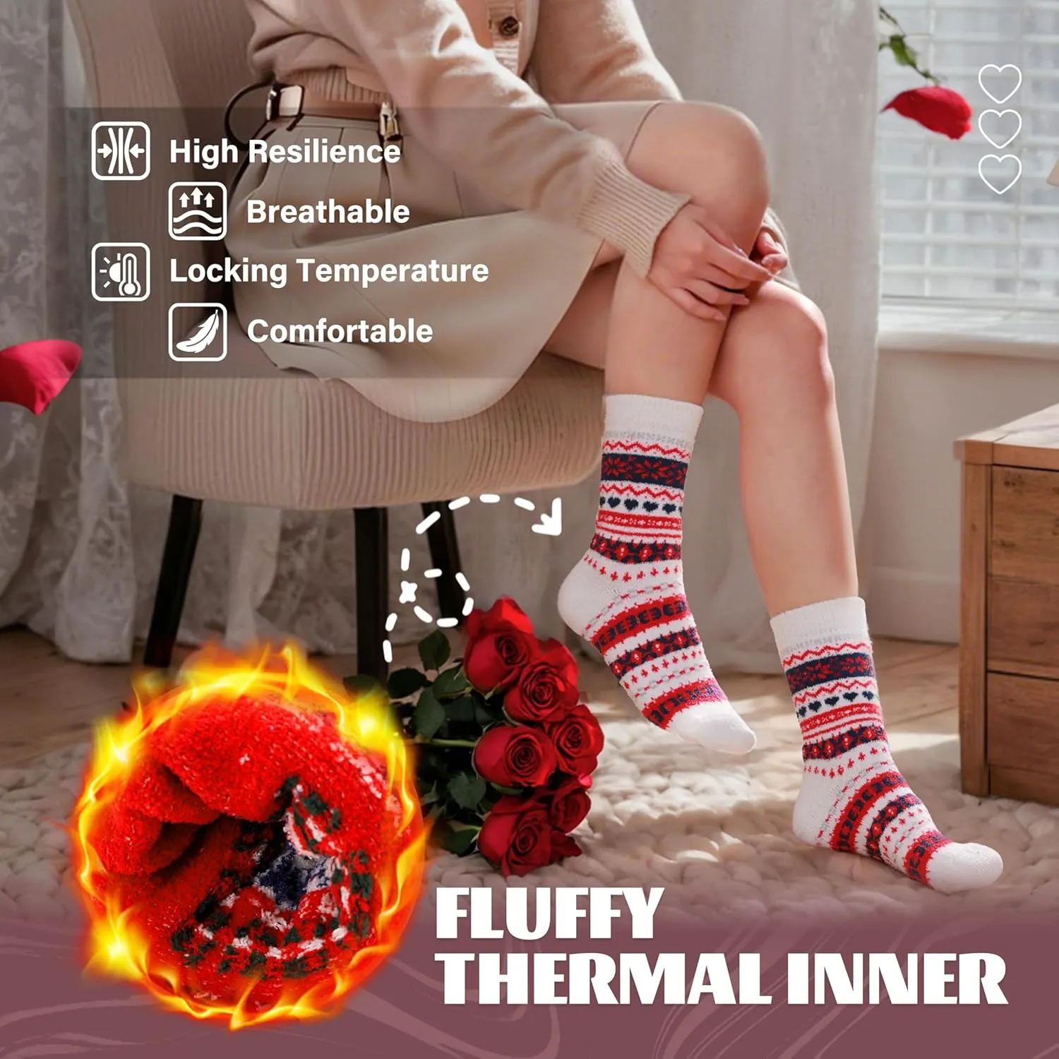 Anlisim Womens Fuzzy Socks Cozy Fluffy Winter Cabin Slipper Warm Fleece Soft Thick Comfy Socks