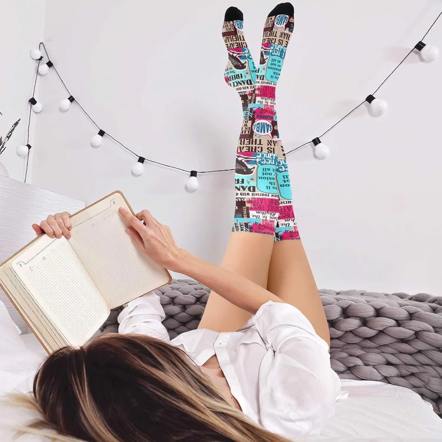 Ant with Leaf Women Thigh High Socks Warm Over the Knee Socks Long Knee High Boot Stockings Leg Warmer