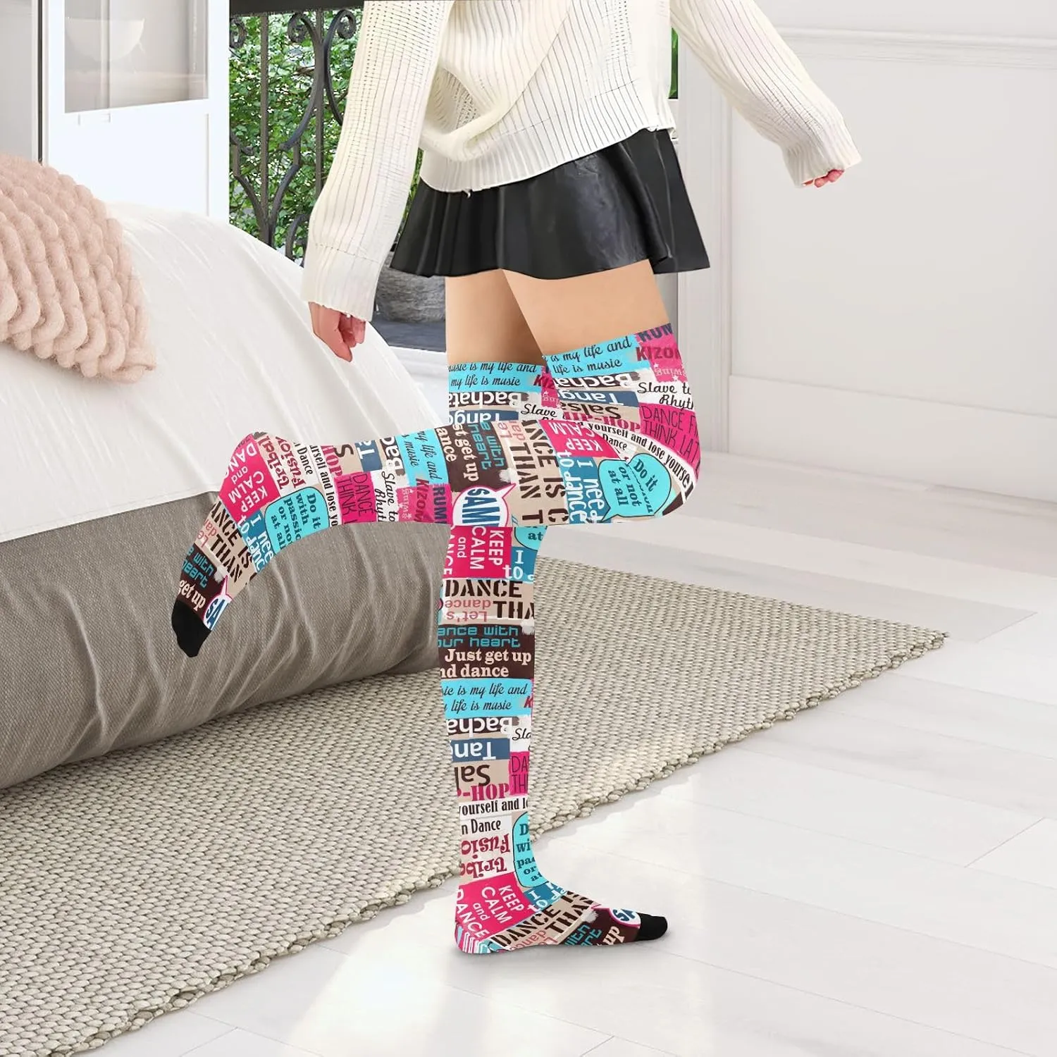 Ant with Leaf Women Thigh High Socks Warm Over the Knee Socks Long Knee High Boot Stockings Leg Warmer