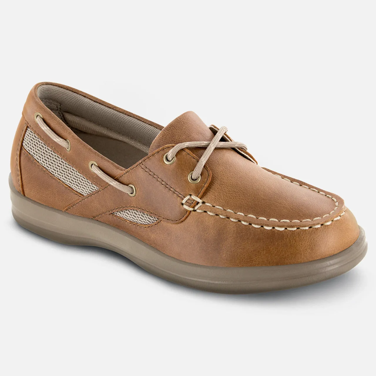 Apexfoot Women's Boat Shoe Petals Sydney - Camel - X-Wide (2E)