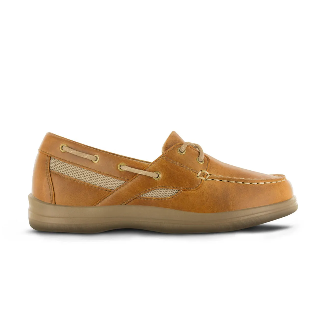 Apexfoot Women's Boat Shoe Petals Sydney - Camel - X-Wide (2E)