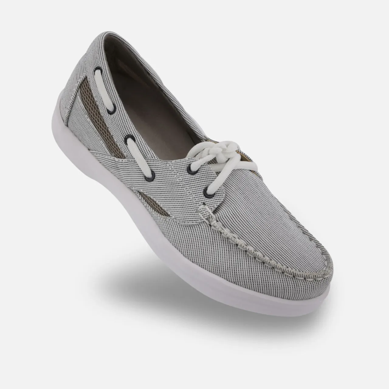 Apexfoot Women's Boat Shoe Petals Sydney - Gray - Wide (D)