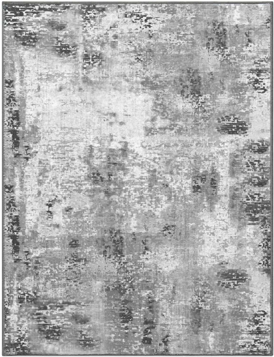 Area Rug 4x6 Grey Rug Washable Boho Rugs Non Slip Low Pile Abstract Small Carpet for Entryway, Bedroom, Kitchen, Classroom, Kids Room, Office, Dorm, Dining Room Gray