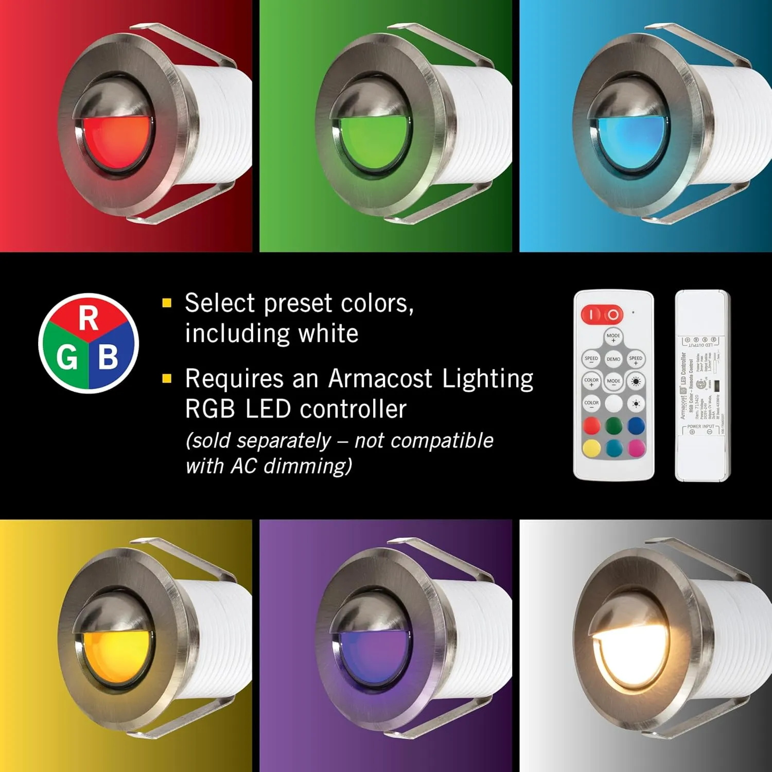 Armacost Lighting Recessed Multi-Color RGB LED Lights 241125 (Series 1)