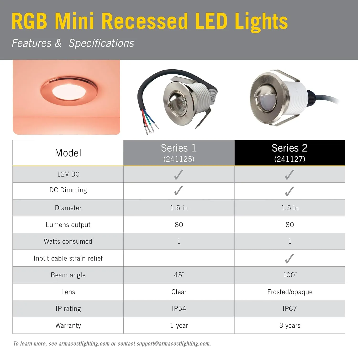 Armacost Lighting Recessed Multi-Color RGB LED Lights 241125 (Series 1)