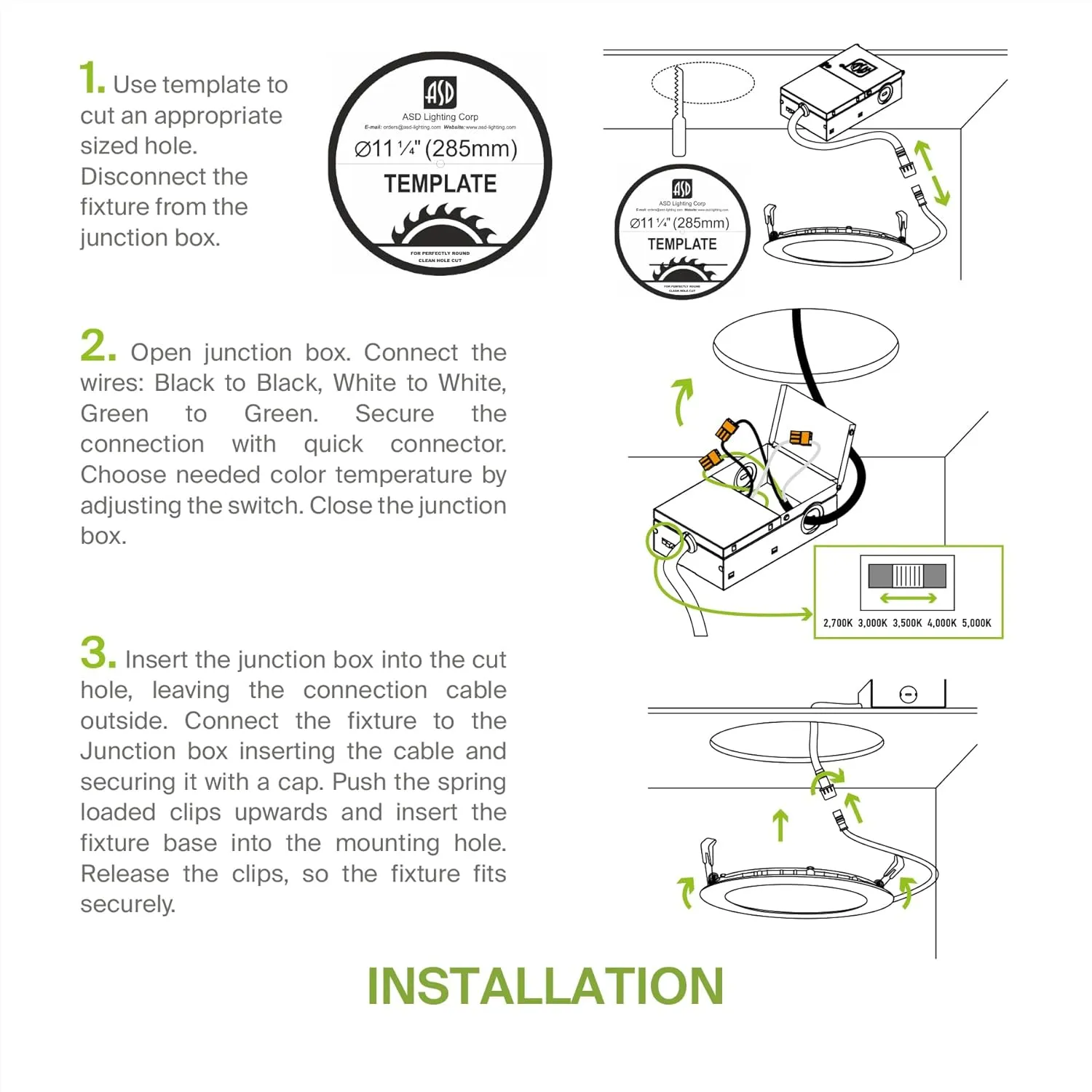 ASD 4 Pack 12 Inch LED Recessed Lighting, 5 CCT 2700K-5000K CRI90 , 24W 90W Eqv, Ultra Thin Dimmable Ceiling Lights with J Box, Canless Wafer Downlight, Round Slim Panel Light, UL Energy Star, White
