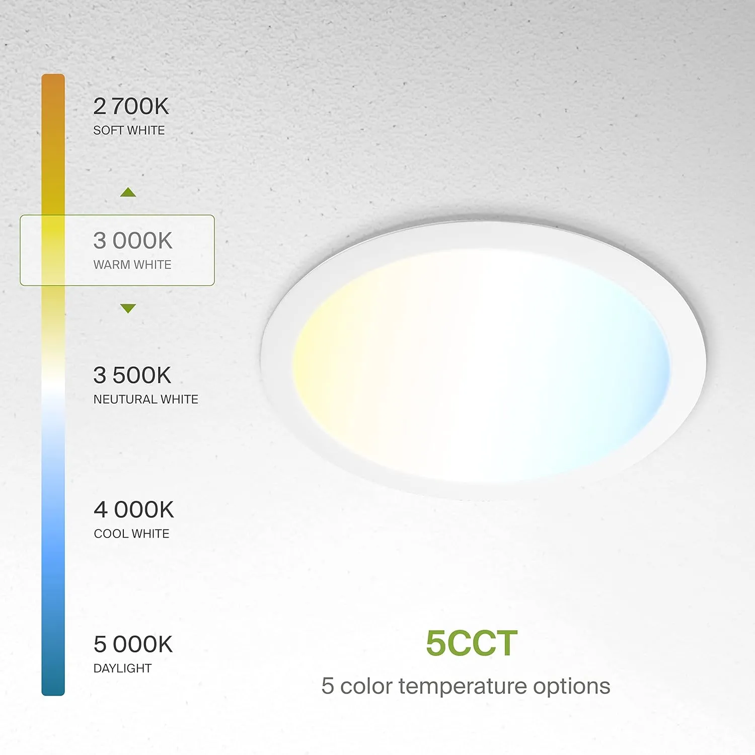 ASD 4 Pack 12 Inch LED Recessed Lighting, 5 CCT 2700K-5000K CRI90 , 24W 90W Eqv, Ultra Thin Dimmable Ceiling Lights with J Box, Canless Wafer Downlight, Round Slim Panel Light, UL Energy Star, White