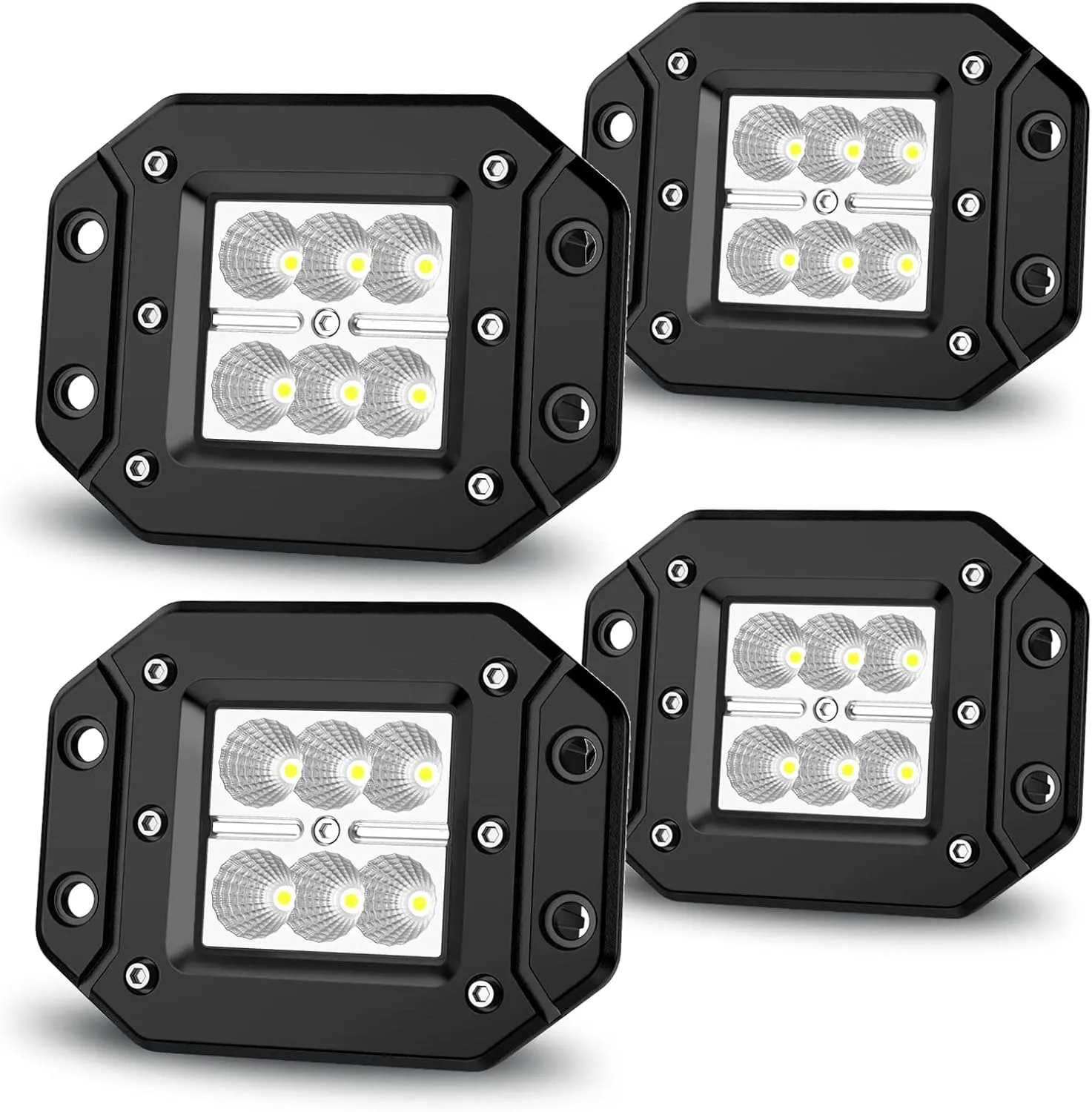 AUTOSAVER88 4PCS LED Pods Flood Flush Mount 5" 24W, 2400LM Off Road Fog Work Lights Compatible with Motorcycle, Dirt Bike, Trucks, UTV, Boats