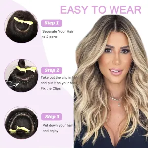 Balayage Clip in Hair Extensions V Shape Clips on Hair 3/4 Full Head Hairpieces One Piece for Women 20Inch Ombre Ash Blonde to Platinum Blonde Real Human Hair 100G Invisible Clip in Hair Extension